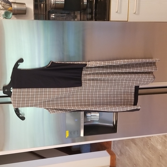 💕TIBI💕 Sana Check Colorblock Sleeveless Midi Dress Recycled Wool Blend Shift 6 - Picture 14 of 16